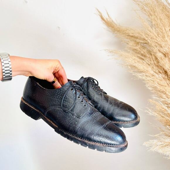 MENS HS TRASK Black Bison Pebbled Leather Lace Up Oxford $278 Dress Shoes 10.5 main image 5